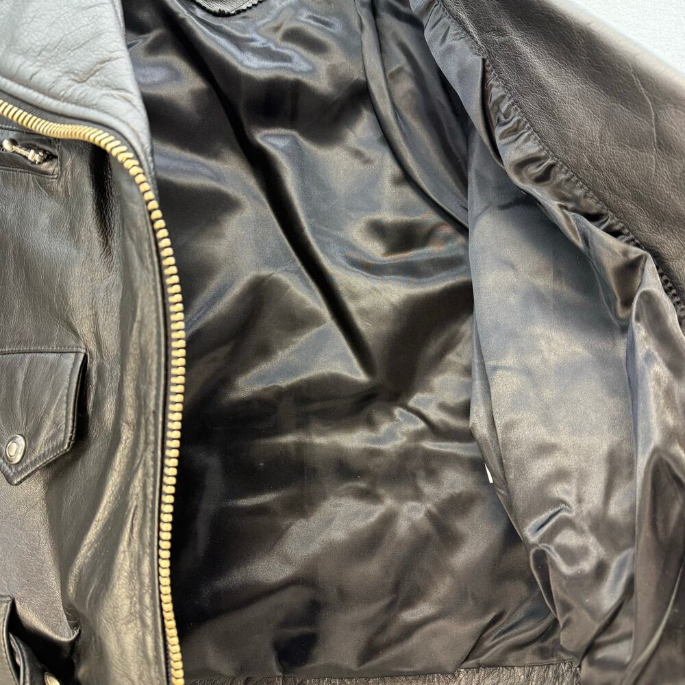 Virginia Slims Wear Leather Moto Jacket Women's M Black Heavy Duty Zippers VTG - Picture 10 of 15